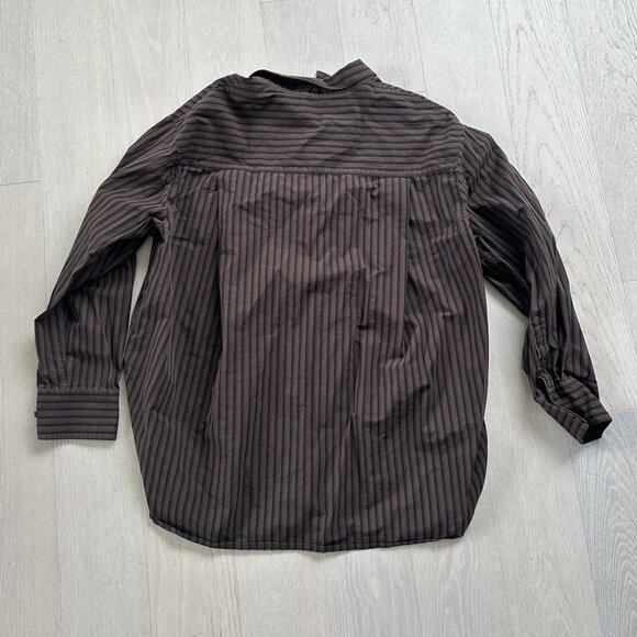 Aritzia Babaton Brown/Black Striped Button Down Shirt - Picture 3 of 3